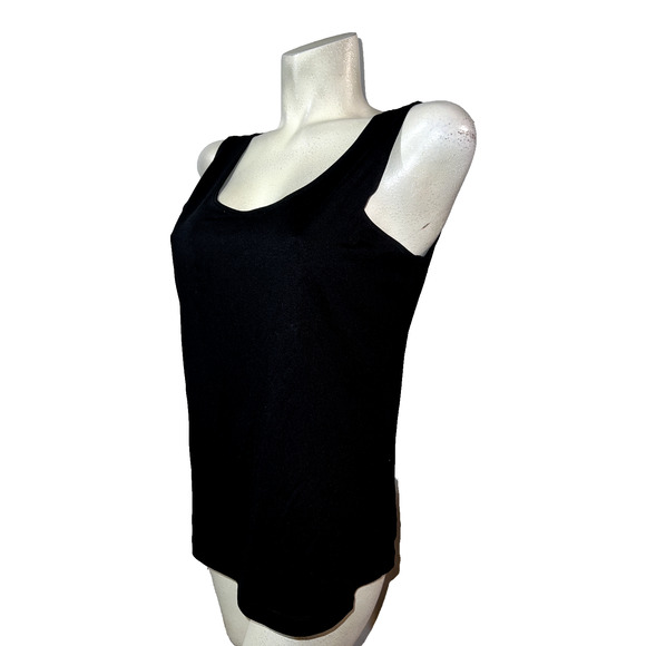Chico's Top Size L (2) Black Stretch Wide Strap Basic Scoop Neck Popover Tank - Picture 4 of 6